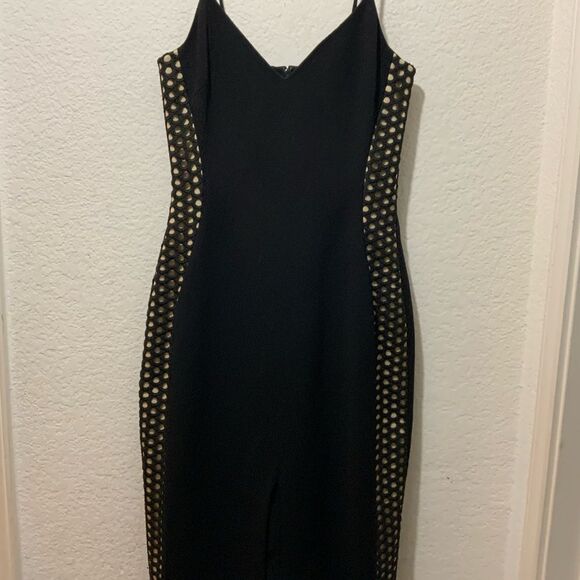 David Koma Side Cut Out beige black Pencil Dress size 6 - Picture 5 of 13